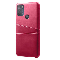 Coque en TPU + PU avec double porte-cartes rose pour votre Motorola Moto G50