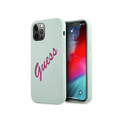 Guess Maroquinerie Guess Coque pour Apple iPhone 12 / 12 Pro Collection Silicone Vintage en TPU Bleu