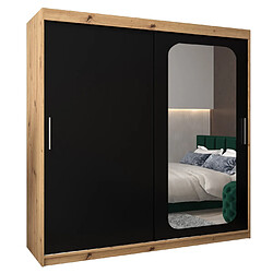 Abiks Meble Armoire PROMO T2 À Portes Coulissantes 200/200/62 2 Portes (Artisan/Noir)