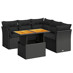 vidaXL Salon de jardin 5 pcs avec coussins noir résine tressée