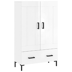 vidaXL Buffet haut blanc brillant 69,5x31x115 cm bois d'ingénierie