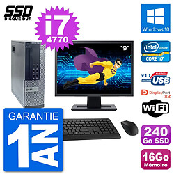 PC Dell 7020 SFF Ecran 19" Intel i7-4770 RAM 16Go SSD 240Go Windows 10 Wifi - Occasion