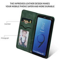 Wewoo Housse Coque Etui en cuir avec rabat horizontal magnétique Business Skin Feel pour Samsung Galaxy S9 vert armée