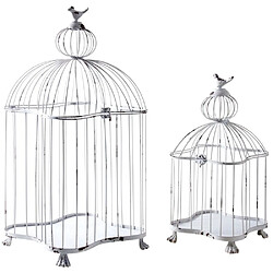 Aubry Gaspard Cages en métal laqué blanc patiné (Lot de 2).