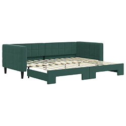 Maison Chic Lit d'appoint | Lit de jour avec lit gigogne | Lit de repos vert foncé 90x200 cm velours -GKD51186