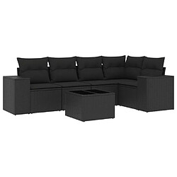 Maison Chic Ensemble Tables et chaises d'extérieur 6pcs avec coussins,Salon de jardin noir résine tressée -GKD663394