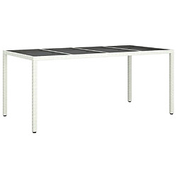 Maison Chic Table de jardin | Table d'extérieur Blanc 190x90x75 cm Verre trempé/résine tressée -GKD26187