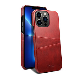 Coque en TPU + PU anti-rayures avec porte-cartes rouge pour iPhone 13 Pro 6.1 pouces