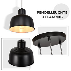 Acheter NETTLIFE Suspension Métal Diam.17,8 cm E27 Noir Vintage Industriel Rétro Cuisine Lampe 3 Ampoules pour Salle à Manger Chambre Salon Cuisine Hôtel