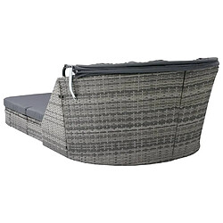 Maison Chic Chaise longue avec auvent | Bain de soleil Relax | Transat Résine tressée Anthracite -GKD37291 pas cher