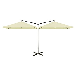 Helloshop26 Parasol double avec mât en acier sable 600 x 300 cm 02_0008432