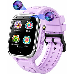 Vendos85 Montre Intelligente pour Enfants 24 Jeux Podomètre Calorique avec 2 Caméras violet