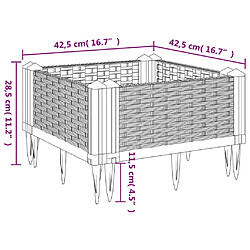 vidaXL Jardinière avec piquets blanc 42,5x42,5x28,5 cm PP pas cher