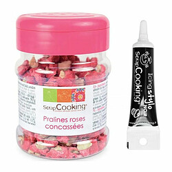 Scrapcooking Pralines roses concassées 145 g + Stylo glaçage noir