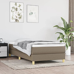 Maison Chic Structures de lit + matelas,Lit à sommier tapissier avec matelas Taupe 80x200 cm Tissu -MN77336