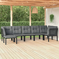 vidaXL Salon de jardin 7 pcs noir et gris résine tressée