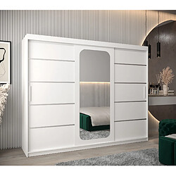 Abiks Meble Armoire PROMO V2 À Portes Coulissantes 200/250/62 3 Portes (Blanc/Blanc)