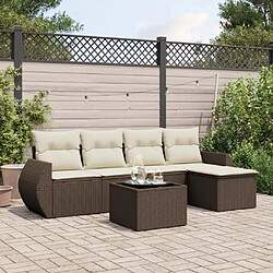 vidaXL Salon de jardin avec coussins 6 pcs marron résine tressée