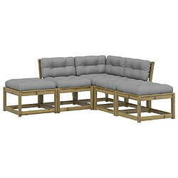 Maison Chic Salon de jardin 5 pcs avec coussins | Ensemble de Table et chaises | Mobilier d'Extérieur bois de pin imprégné -GKD69040