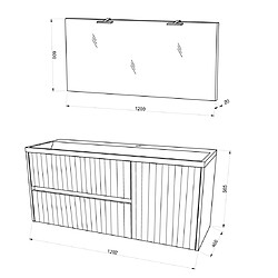 Acheter Kiamami Valentina MOBILIER DE SALLE DE BAIN SUSPENDU 120CM BLANC MAT CANNELETÉ | CORTINA