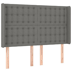 Avis Maison Chic Tête de lit scandinave à LED,meuble de chambre Gris foncé 147x16x118/128 cm Tissu -MN19068