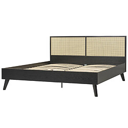 Acheter Beliani Lit double en rotin 180 x 200 cm noir MONPAZIER