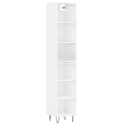 vidaXL Buffet haut Blanc brillant 34,5x32,5x180 cm Bois d'ingénierie