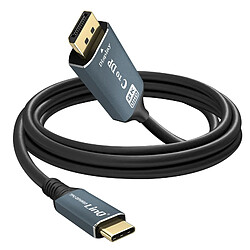 Câble Vidéo 8K USB type C vers DisplayPort Mâle Haute Résolution 1,8m LinQ Noir