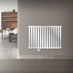 LuxeBath Radiateur de salle de bain horizontal noir mat acier connexion au bas 87x60 cm