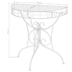 vidaXL Table d'appoint Vintage Demi-ronde Métal 72x36x74 cm Argenté pas cher