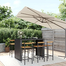 Maison Chic Table de bar et chaises d'extérieur 7 pcs,Ensemble de bar de jardin pour relax noir poly rotin/bois massif acacia -GKD287299