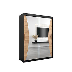 Abiks Meble Armoire MONACO À Portes Coulissantes 200/150/62 2 Portes (Noir/Artisan)