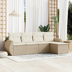 Maison Chic Salon de jardin avec coussins 5 pcs | Ensemble de Table et chaises | Mobilier d'Extérieur beige résine tressée -GKD37329