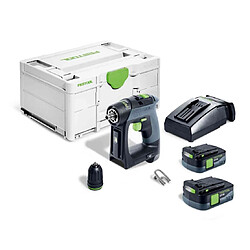 Festool CXS 12 2,5-Plus Perceuse-visseuse sans fil 12 V 30 Nm Brushless ( 576864 ) + 2x batterie 2,5 Ah + chargeur + Systainer