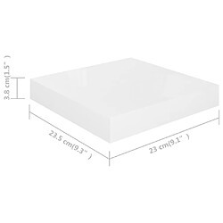 vidaXL Étagère murale flottante Blanc brillant 23x23,5x3,8 cm MDF pas cher