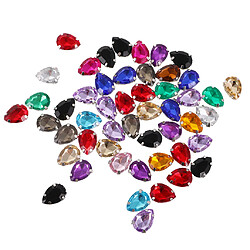 Acheter 50pcs 10 * 14mm Goutte D'eau Acrylique Rhinestone Bouton Multicolore Pour Diy Artisanat