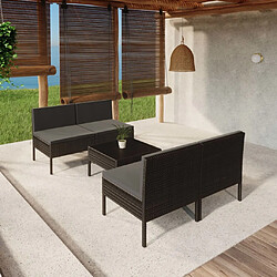 Maison Chic Salon de jardin 5 pcs + coussins - Mobilier/Meubles de jardin - Table et chaises d'extérieur Résine tressée Noir -MN15753