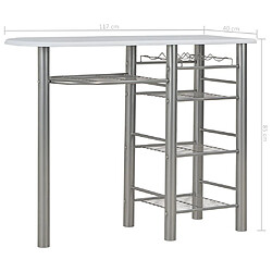 vidaXL Ensemble de bar avec étagères 3 pcs Bois et acier Blanc pas cher