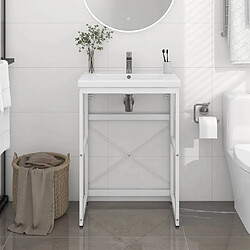 vidaXL Cadre de lavabo de salle de bain Blanc 59x38x83 cm Fer