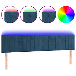 vidaXL Tête de lit à LED Bleu foncé 200x5x78/88 cm Velours