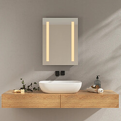 EMKE Miroir lumineux salle de bain 45x60cm, Miroir LED avec Interrupteur à bouton, Anti-buée, Miroir avec éclairage lumière Blanche Froide/Chaude