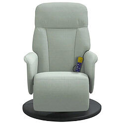 Avis vidaXL Fauteuil inclinable de massage repose-pied gris clair velours