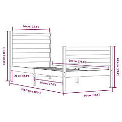 vidaXL Cadre de lit sans matelas bois de pin massif 90x200 cm pas cher