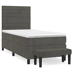 Maison Chic Lit Adulte - Lit simple Lit à sommier tapissier et matelas moelleux - Meuble de Chambre - Gris foncé 90x190 cm Velours -MN68138