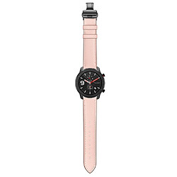 Bracelet en cuir véritable 22mm boucle papillon noire/rose pour votre Huami Amazfit GTR 47mm