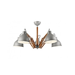 Lumière Suspension Marcello Bois,acier Rustique 5 ampoules 67cm