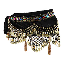 paillettes de danse du ventre hanche foulard femme jupe avec des pièces d'or noir