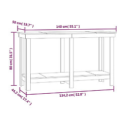 vidaXL Banc de travail Blanc 140x50x80 cm Bois de pin massif pas cher