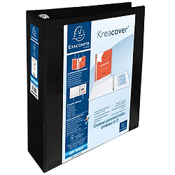 Exacompta Classeur PP personnalisable Kreacover - 4 anneaux en D 60mm - A4 maxi - Noir - Lot de 10