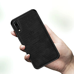 Coque en TPU + PU antichoc, hybride avec texture unique noir pour votre Huawei P20